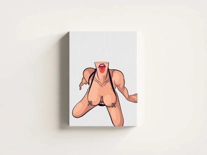 Unique digital art of a bold female figure in lingerie, expressive and editable, perfect for edgy projects.