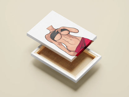 Customizable modern art illustration on a canvas box with sleek lines and bold color contrasts, Model 70 digital download.