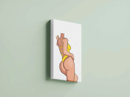Digital illustration of Lingerie Model 73 in vibrant colors on canvas.