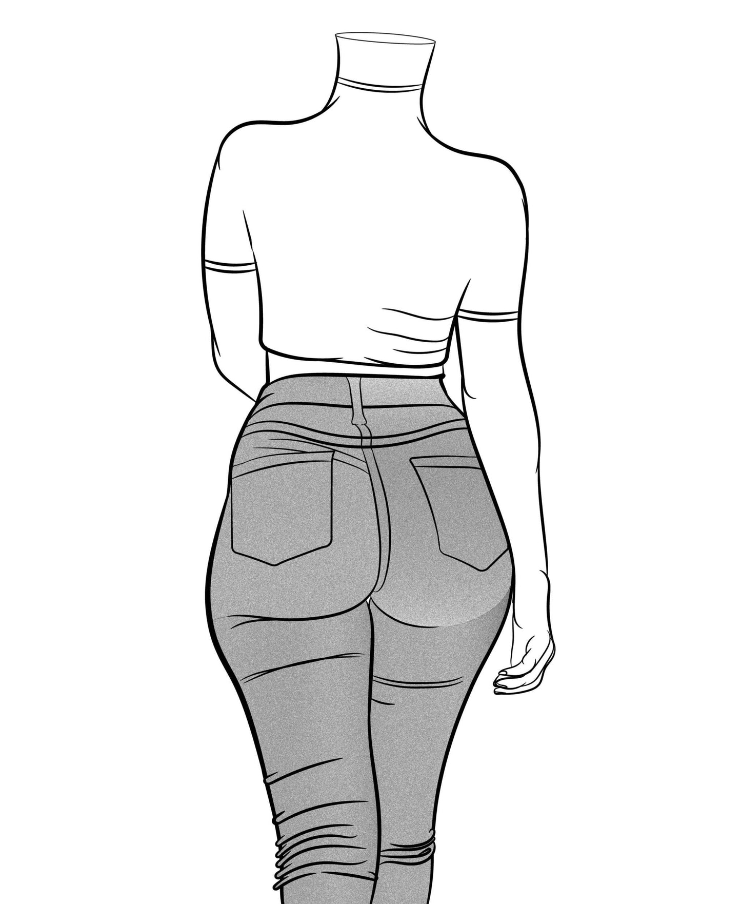Line art illustration of Jeans Denim Model 1 showcasing stylish pop art fashion design.