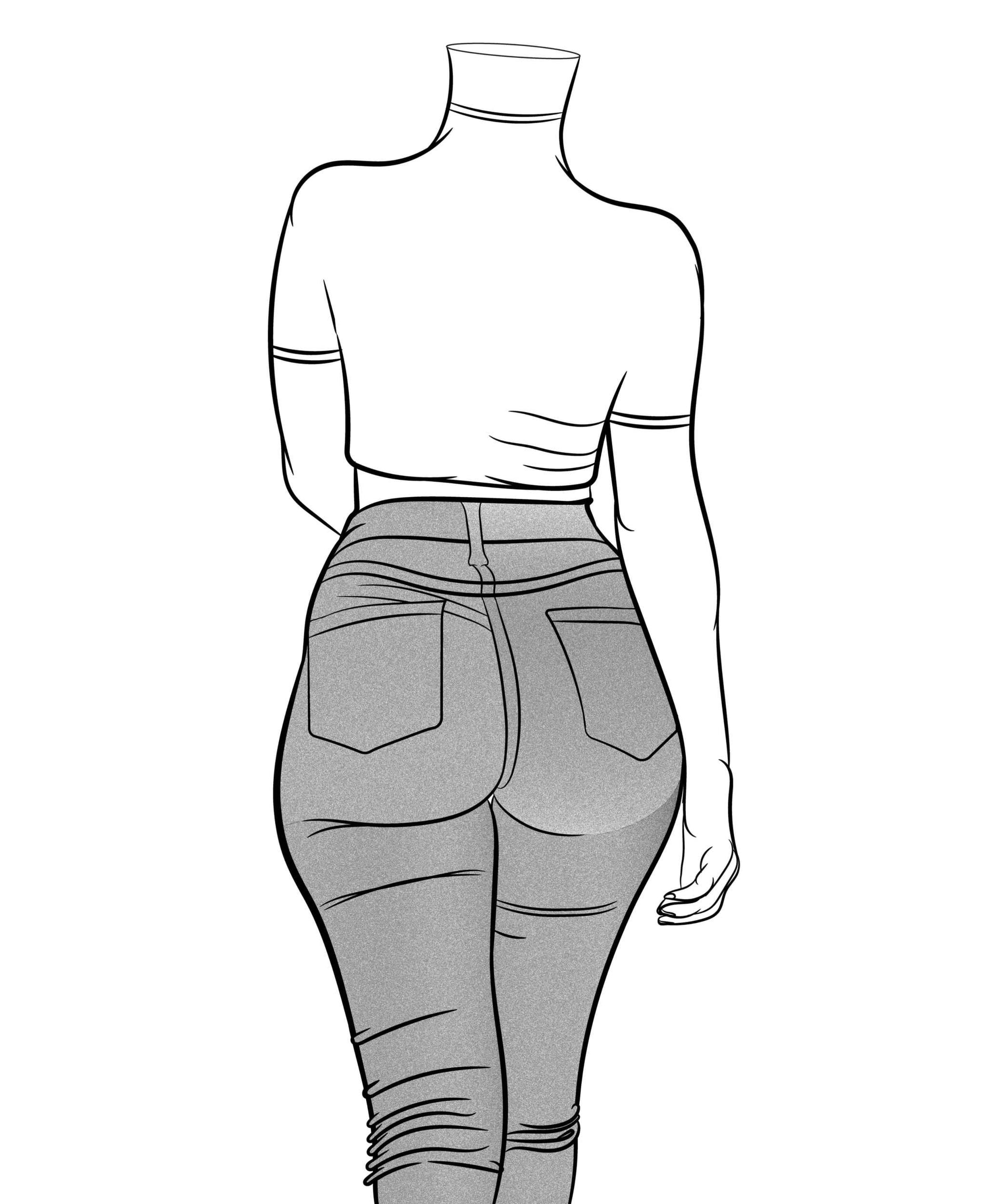 Line art illustration of Jeans Denim Model 1 showcasing stylish pop art fashion design.
