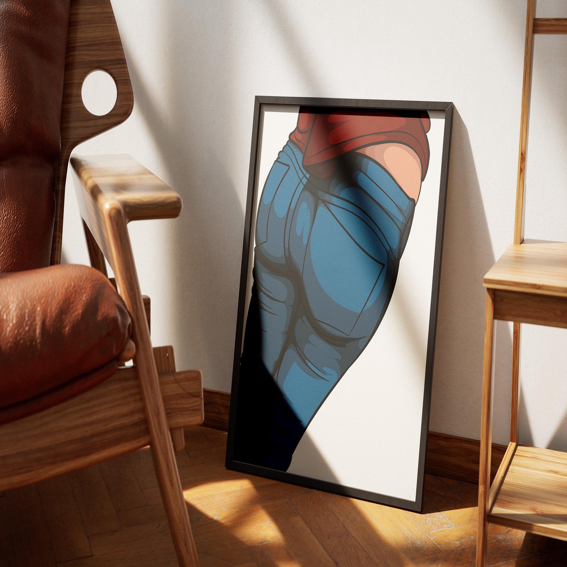 Digital denim art showcasing detailed design and realistic texture of form-fitting jeans, perfect for artistic projects.
