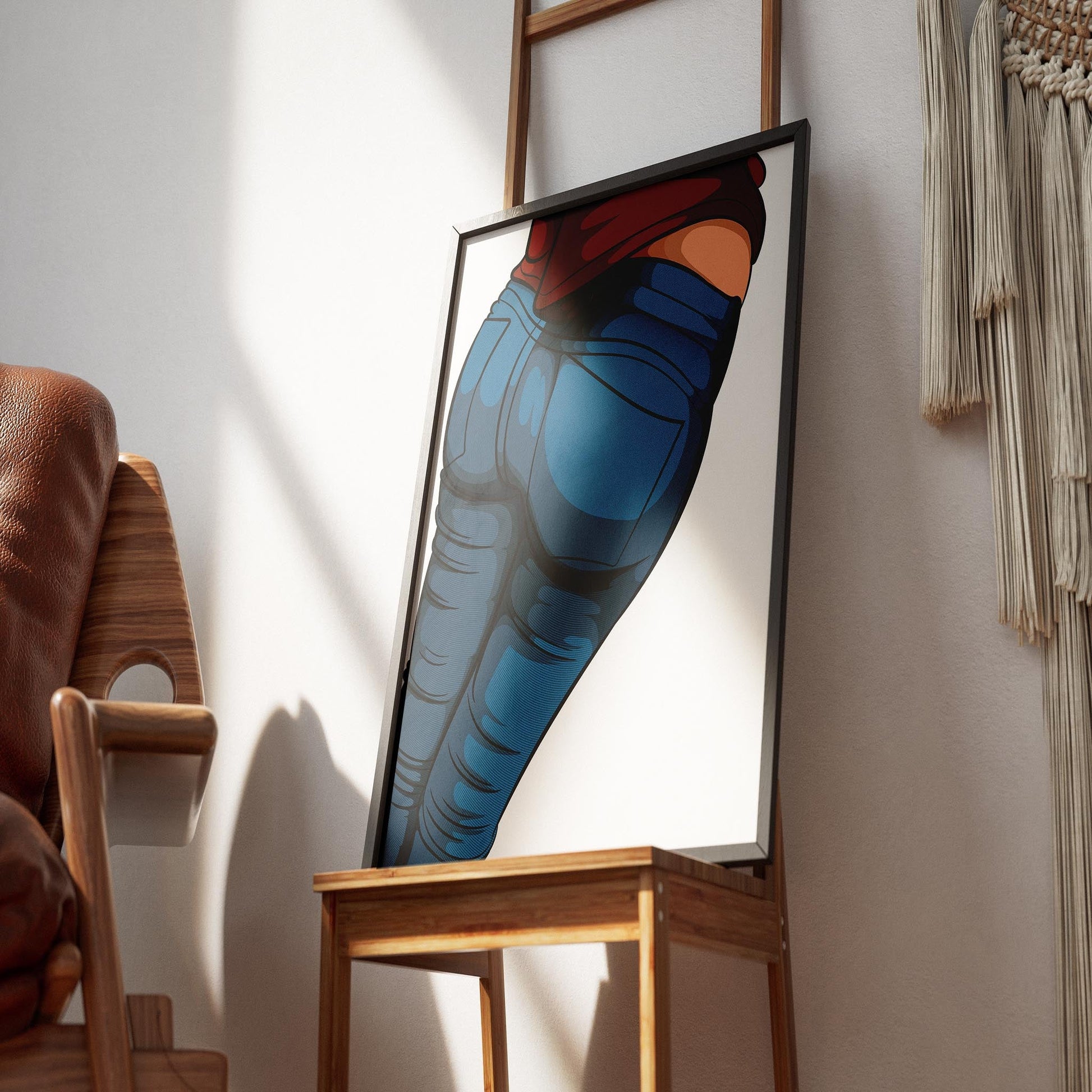 Jeans Denim Baked Art 18 print featuring detailed digital design and realistic fabric folds.