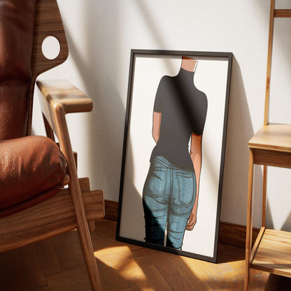 Digital illustration of Baked Art - Jeans Denim Model 45 displayed in a stylish frame, showcasing realistic denim texture and fine shading for fashion design projects.