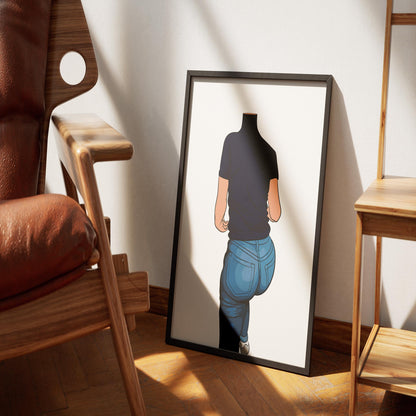 Digital art print featuring Jeans Denim Model 47 in a stylish setting, highlighting Baked Art's high-quality denim texture for creative projects.