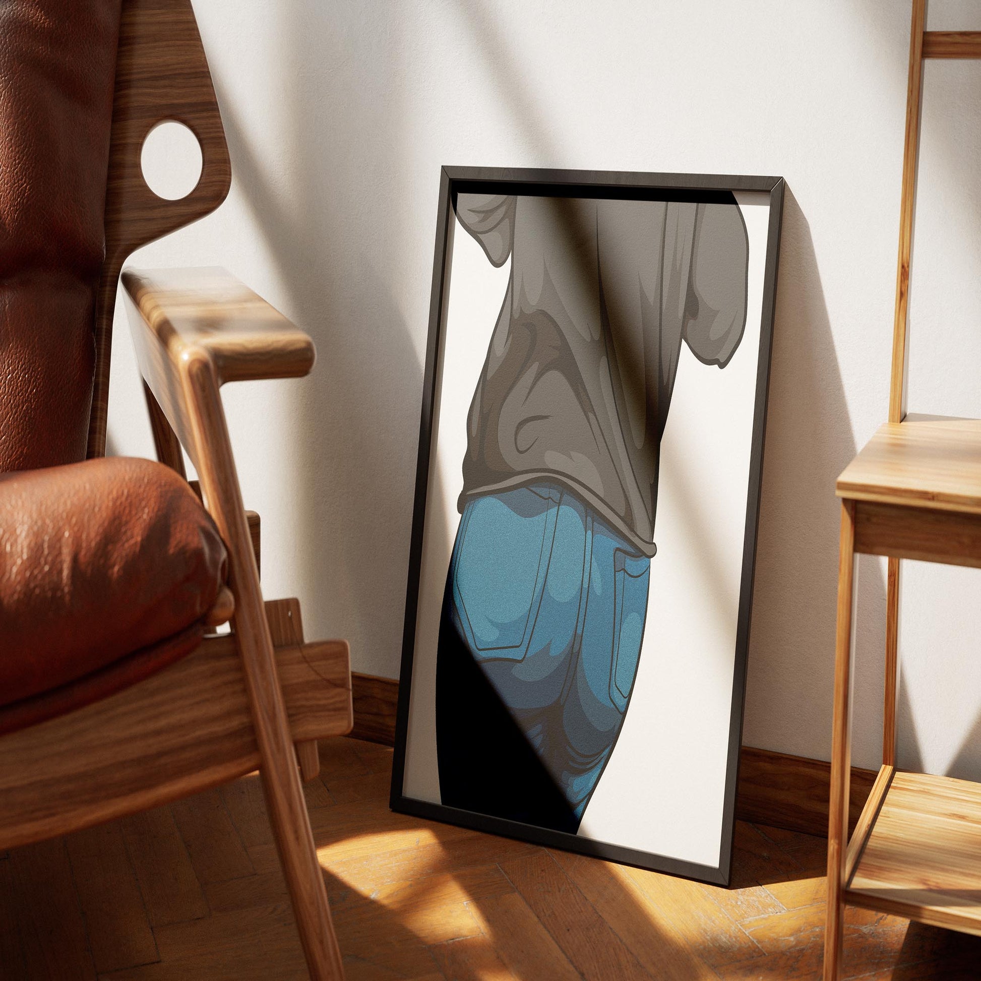 Baked Art - Jeans Denim Model 49 illustration framed in room setting.