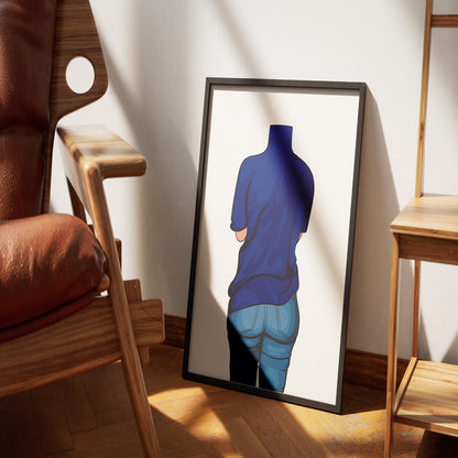 Baked Art - Jeans Denim Model 55 digital art framed in modern home setting.