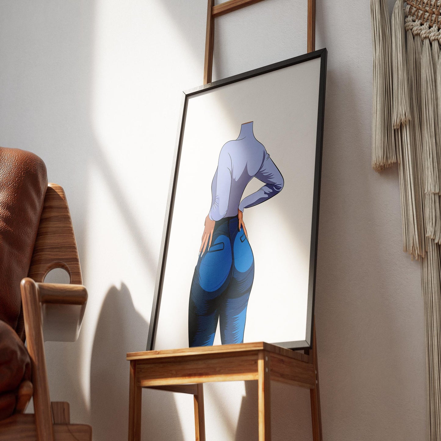Baked Art - Jeans Denim Model 60 stylish figure illustration in denim ensemble.