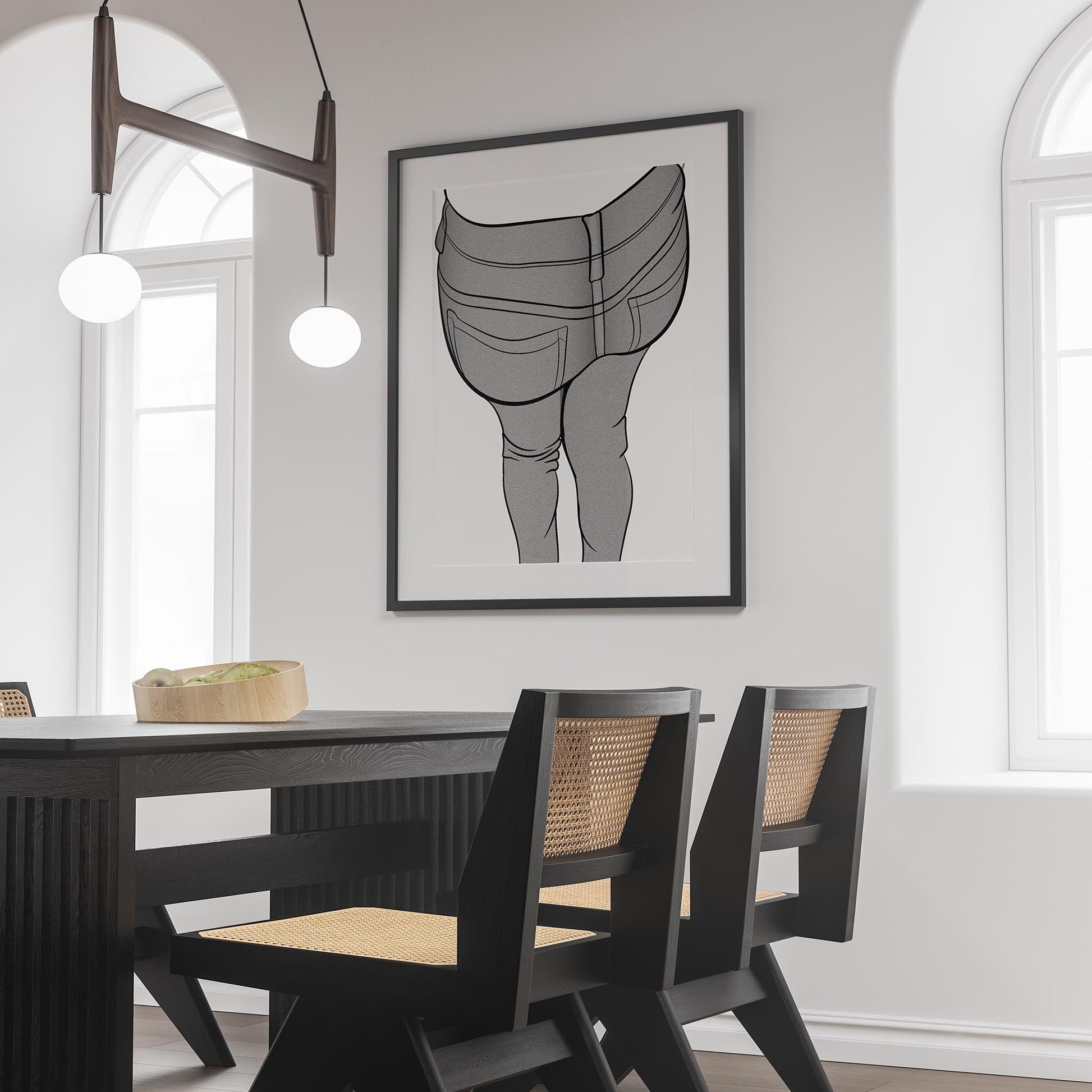Digital line art of jeans denim displayed in modern room, showcasing Jeans Denim - Line Model Art 15.