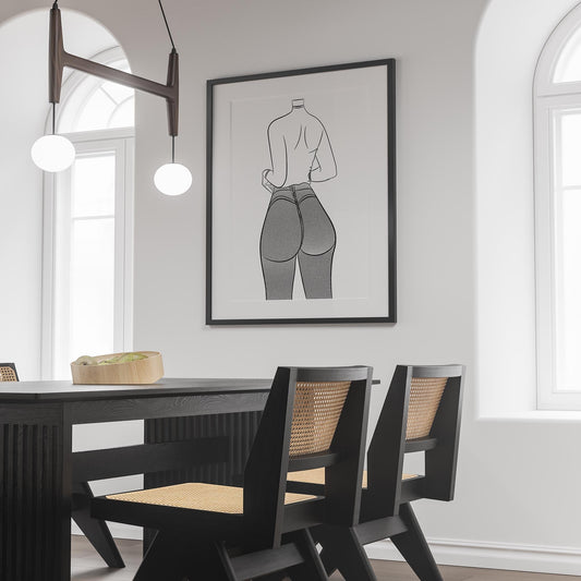 Line Art - Jeans Denim Model 32 artwork on modern interior wall.