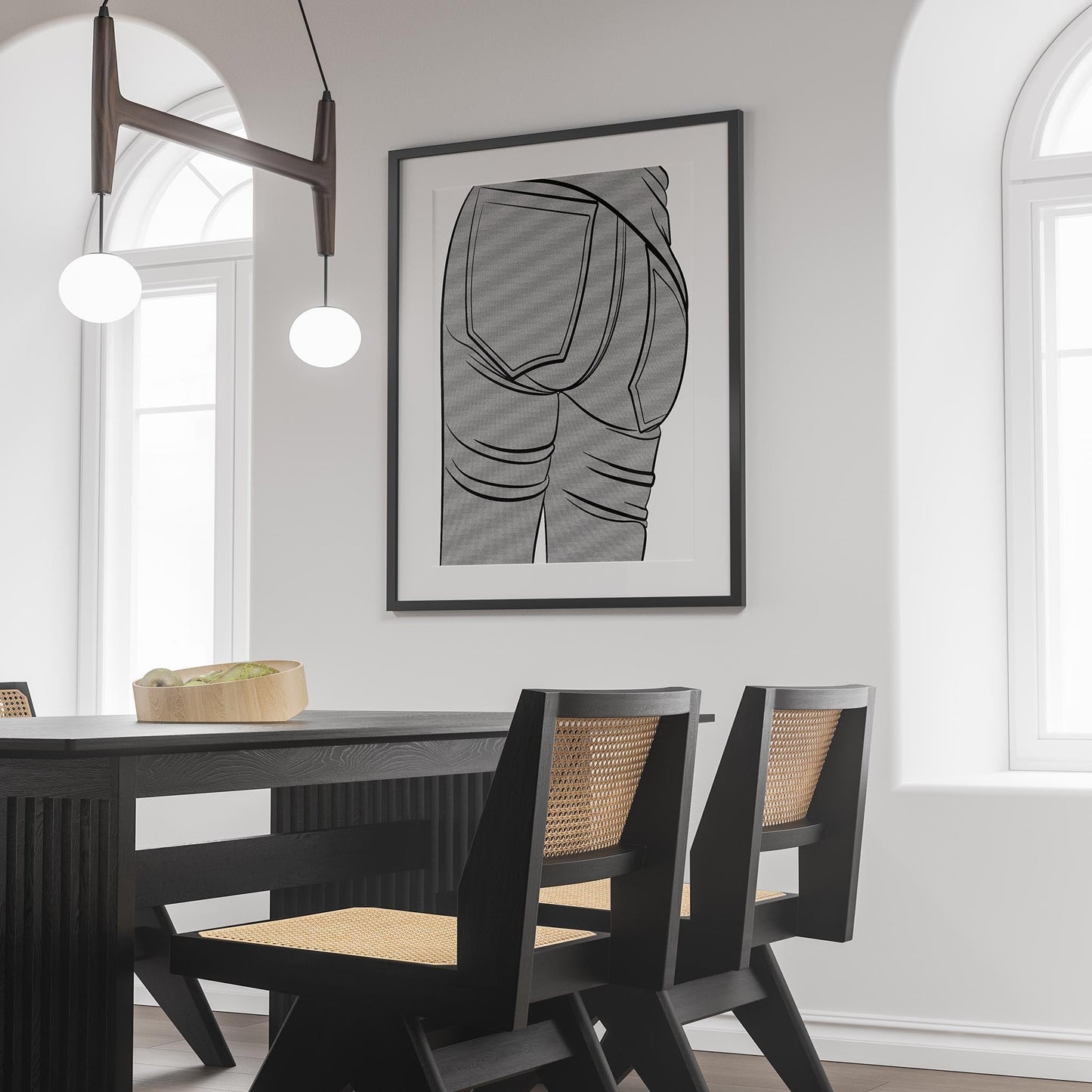 Digital pop art of high-waisted denim jeans, contemporary wall decor, Jeans Denim - Line Model Art 9.