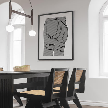 Digital pop art of high-waisted denim jeans, contemporary wall decor, Jeans Denim - Line Model Art 9.