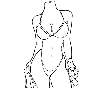 Bikini Model 1 Line Art illustration for creative projects.
