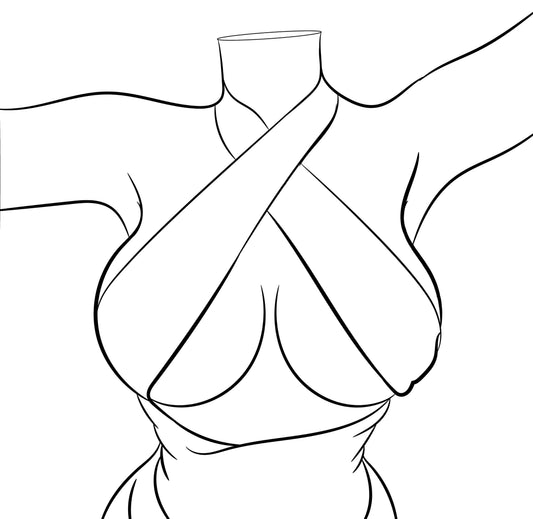 Model 2 - Line Art digital illustration featuring a stylized female figure in a cross-wrapped top.