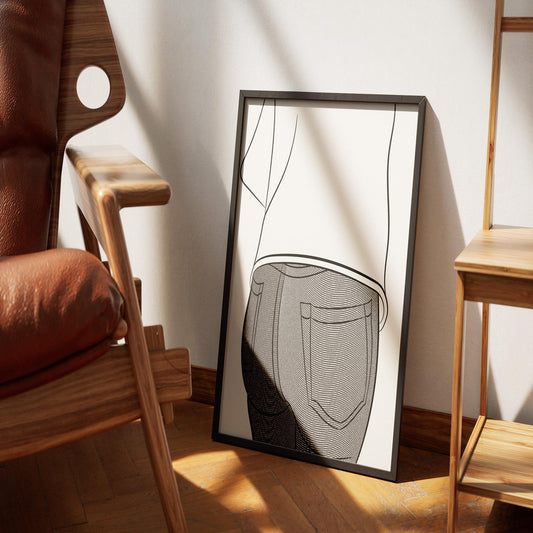 Line Art - Jeans Denim Model 48 framed artwork featuring unique denim design in a modern setting.