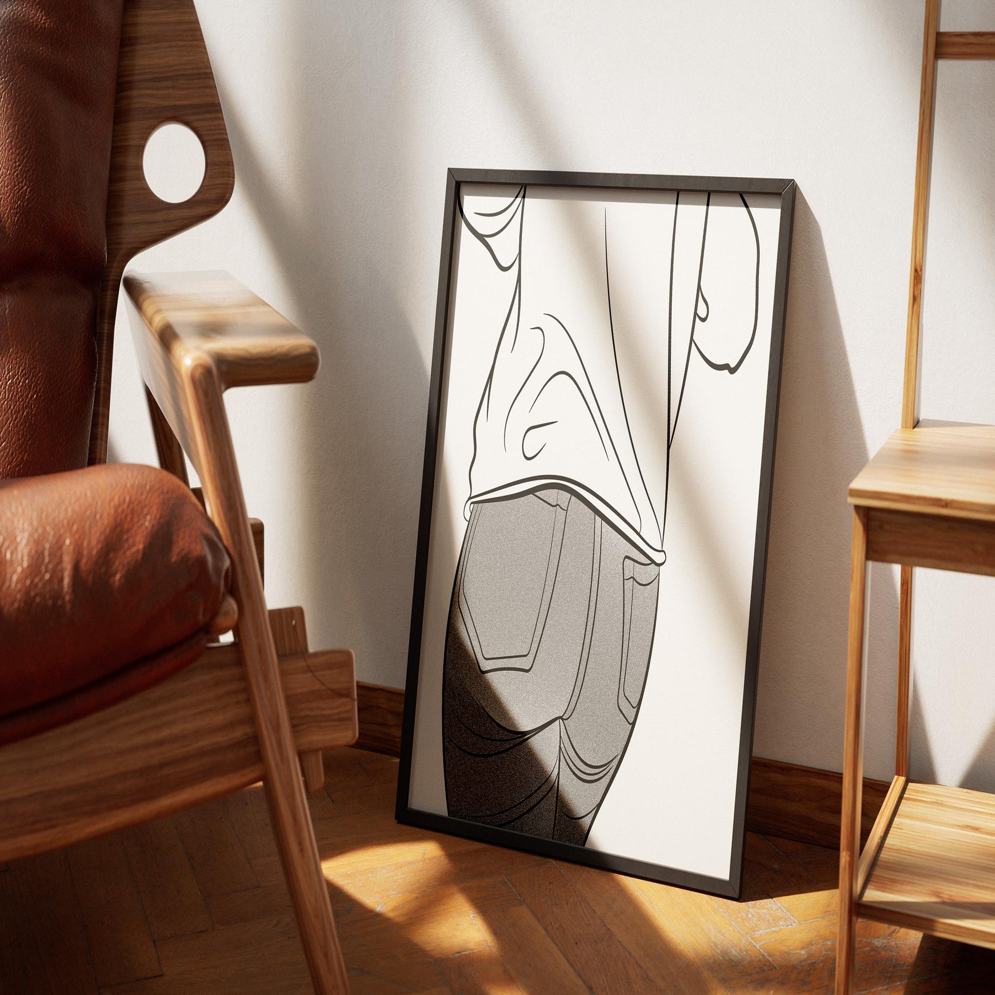 Line Art - Jeans Denim Model 49 illustration in a modern framed setting.