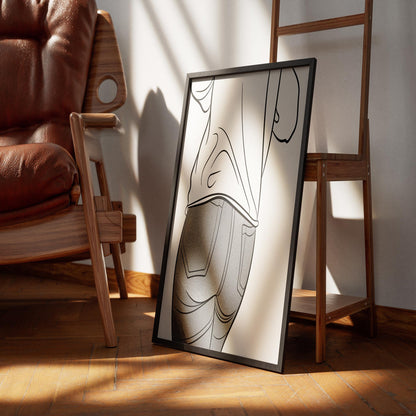 Line Art Jeans Denim Model 49 artwork displayed in a stylish room setting.