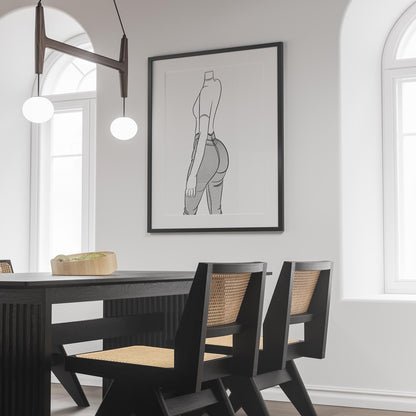 Line Art - Jeans Denim Model 72 artwork in modern dining room setting.