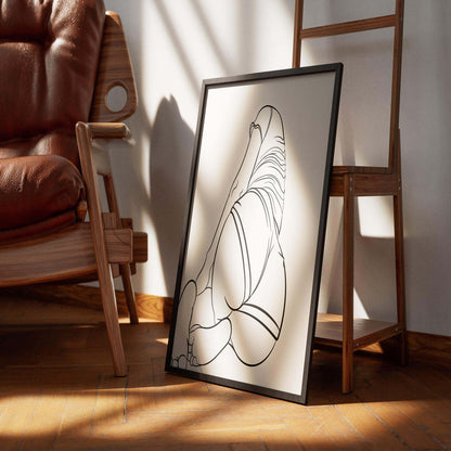 Line Art - Model 103, modern illustration in a relaxed pose, displayed in a room setting.