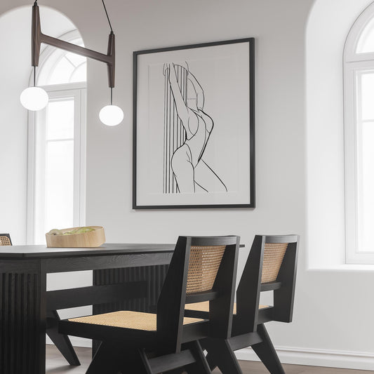 Model 15 - Line Art pop art print in a modern dining room setting.