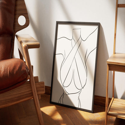 Model 2 - Line Art framed minimalist artwork in modern living space.