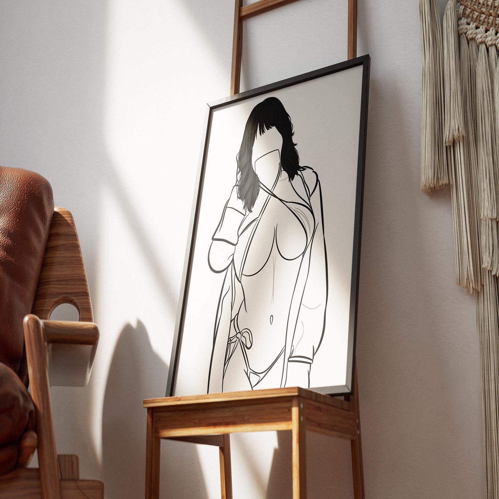 Line Art - Model 76 digital illustration displayed in a modern room setting.