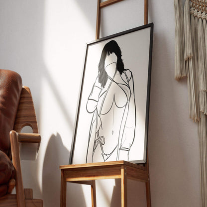 Line Art - Model 76 digital illustration displayed in a modern room setting.